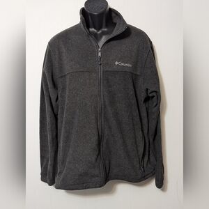 Men's Columbia Large Gray Full Zip Fleece Jacket Sweater Pockets Long Sleeve